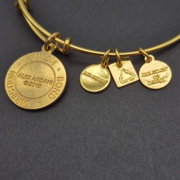 Alex and Ani "Arrows of Friendship" Charm Bracelet Adjustable Gold Tone & Blue - Picture 5 of 5